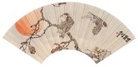 刘奎龄 1934年作 烟林秋晓 扇面镜心